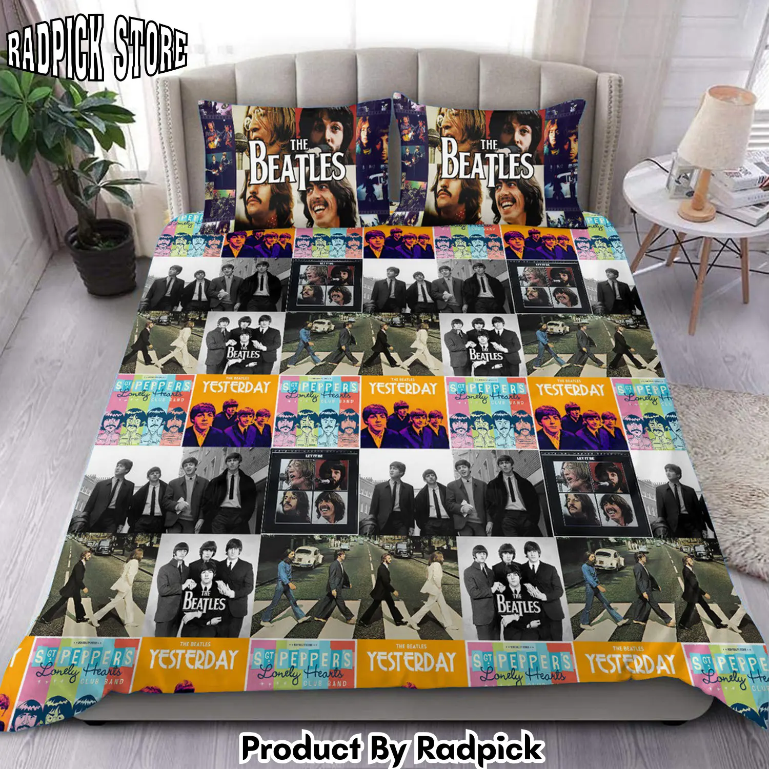 Radpick the beatles albums all over printed bedding set p020203 rp3271399